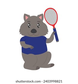 australia tennis quokka with racket vector isolated