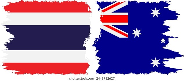 Australia and Thailand grunge flags connection, vector