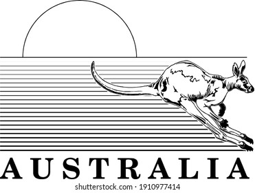 Australia title. Kangaroos clipart, vector illustration.