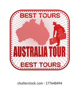 Australia tour grunge rubber stamp on white, vector illustration