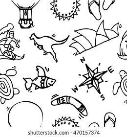 Australia tourism nature and culture pattern. Vector illustration, EPS 10