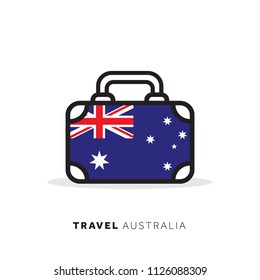 Australia travel concept. Suitcase vector icon with national country flag