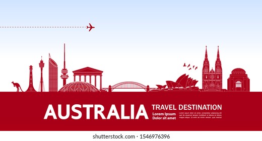 Australia travel destination grand vector illustration.