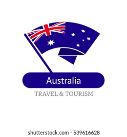 Australia The Travel Destination logo - Vector travel company logo design - Country Flag Travel and Tourism concept t shirt graphics - vector illustration