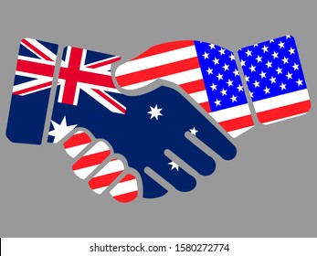 Australia and USA flags Handshake vector