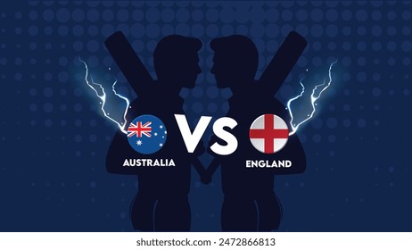 Australien gegen England Match , England gegen Australien Cricket Match , Cricket Match Konzept mit kreativer Illustration 