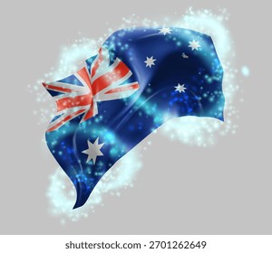 Austrália, vetor 3d bandeira em turbilhão de radiância mágica