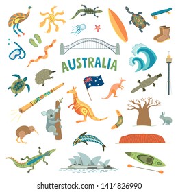 Australia vector collection. Color symbols on white background