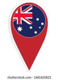 
Australia vector flag map location pin. 
