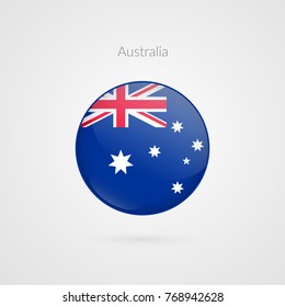 Australia vector flag sign. Isolated Australian circle symbol. Glossy illustration icon for presentation, project, advertisement, sport event, travel, concept, web design, badge, template, logo 