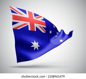 Australia,  vector flag with waves and bends waving in the wind on a white background.