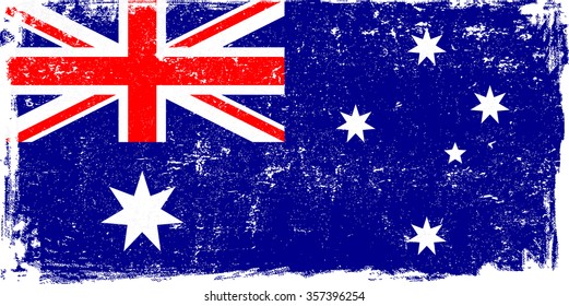 Australia vector grunge flag isolated on white background.