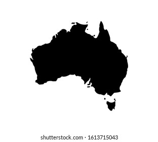 Australia Vector Icon Isolated. Flat Vector Illustration. Australia Black Icon. Black Australia Map. Geography Concept.