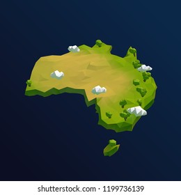 Australia Vector Low Poly 3D Cartoon Map