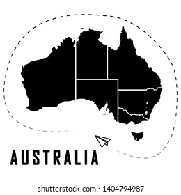 Australia vector map. Black silhouette country. Oceania travel flat cartography