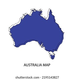 Australia vector map in dark blue color with black stroke and white background