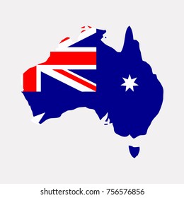 australia vector map with the flag