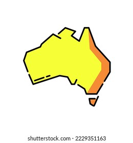 Mapa vectorial de Australia en color amarillo, estilo plano, icono, logotipo.