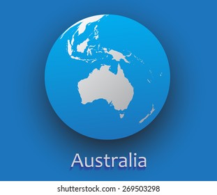 Australia Vector Map.Vector Globe Icon.Earth Globe Illustration.