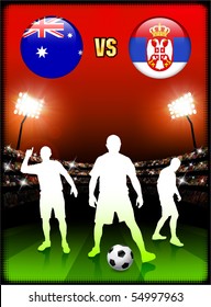 Australia versus Serbia on Stadium Event Background Original Illustration