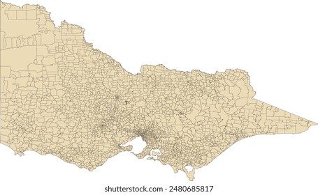 Australia Victoria VIC State Map with localities