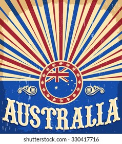Australia vintage patriotic poster - card vector design, australia holiday decoration