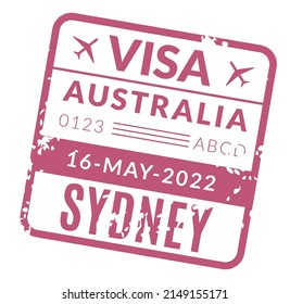 Australia visa with grunge texture. Travel stamp fro tourist passport