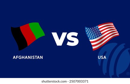 Australia VS Afghanistan International Cricket Flag Badge Design Template Vector Illustration.