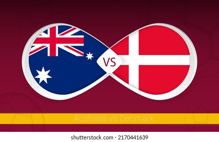 Australia vs Denmark  in Football Competition, Group A. Versus icon on Football background. Vector illustration.
