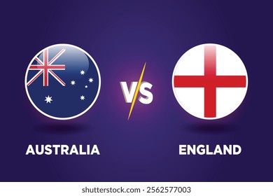 Australia vs England , cricket match concept. with rival flags of both teams in circular shape isolated on blue background.with editable EPS file.
AUS vs ENG.