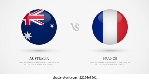 Australia vs France country flags template. The concept for game, competition, relations, friendship, cooperation, versus.