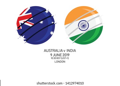 Australia vs India, 2019 Cricket Match, Vector illustration