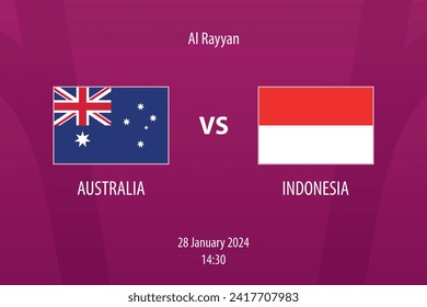 Australia vs Indonesia football scoreboard broadcast template for soccer asia tournament 2023