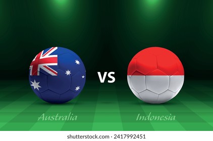 Australia vs  Indonesia football scoreboard broadcast template for soccer asia tournament 2023