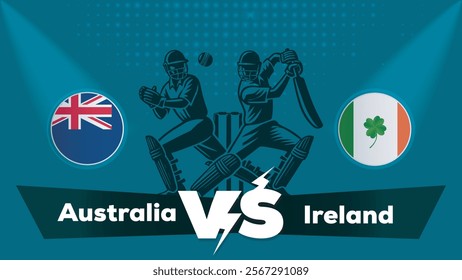 Australia VS Ireland Match , Ireland Vs Australia cricket match , Cricket match concept with creative illustration.eps