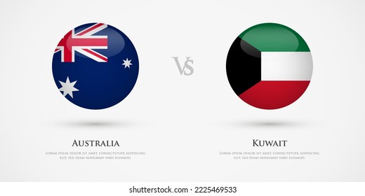 Australien gegen Kuwait-Flaggen-Vorlage. Das Konzept für Spiel, Wettbewerb, Beziehungen, Freundschaft, Zusammenarbeit, versus.