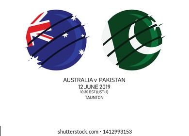 Australia vs Pakistan, 2019 Cricket Match, Vector illustration