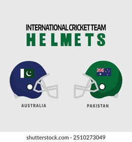 Australien gegen Pakistan Cricket Helme mit Flaggen. Versus Battle Concept, Player Batting Helme, am besten für Social Media Post oder Banner Vorlagen Victor Art Illustration.