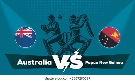 Australia VS Papua New Guinea Match , Papua New Guinea Vs Australia cricket match , Cricket match concept with creative illustration.eps