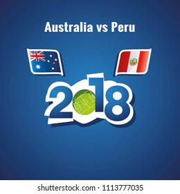 Australia vs Peru flags soccer blue background