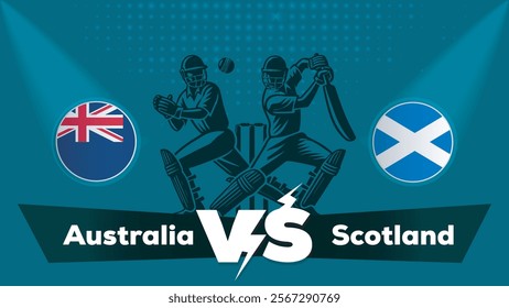 Australia VS Scotland , Scotland Vs Australia cricket match , Cricket match concept with creative illustration.eps