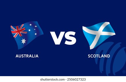 Australien VS Schottland International Cricket Flag Badge Design Template Vektor Illustration.