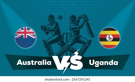 Australia Vs Uganda , Uganda VS Australia cricket match , Cricket match concept with creative illustration.eps