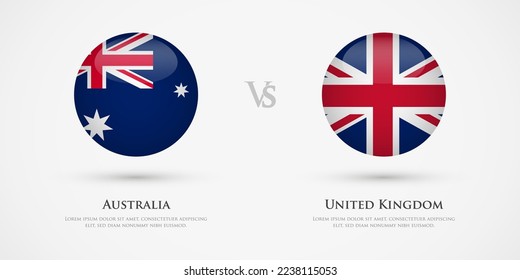 Australia vs United Kingdom country flags template. The concept for game, competition, relations, friendship, cooperation, versus.