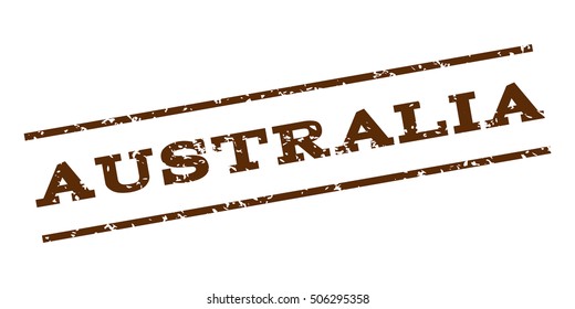 Australia watermark stamp. Text Caption between parallel lines with grunge design style. Rubber seal stamp with unclean texture. Vector brown color ink imprint on a white background.