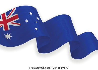 Australia waving flag with bright colors on clean background
