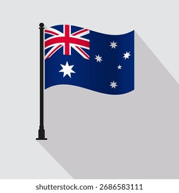 Australien Wellen Flagge Pole Vektorgrafik