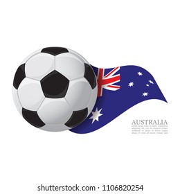 Australia waving flag with a soccer ball. Football team support concept