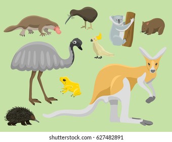 Vector Australia Fauna Map Flat Elements Stock Vector (Royalty Free ...