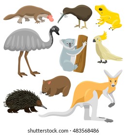 Australia wild animals cartoon vector collection